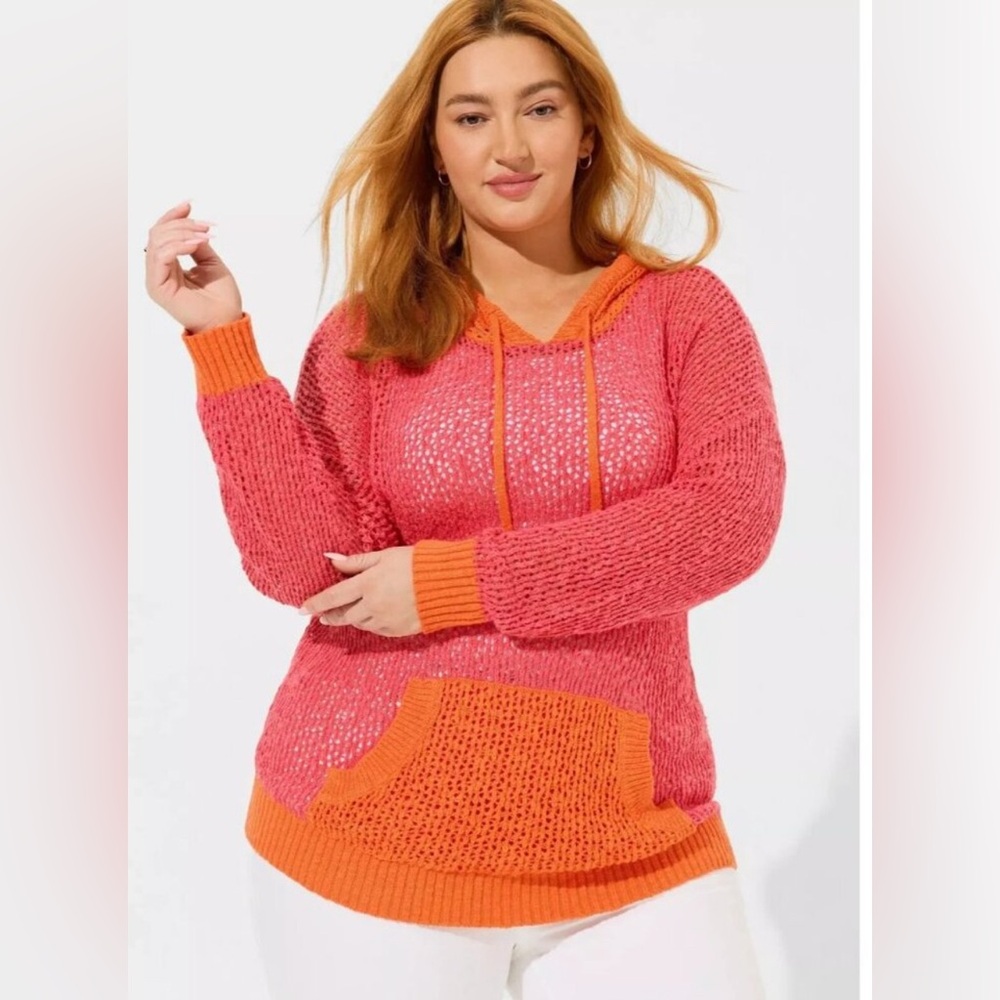 Torrid Pink and Orange Sweater Cover up